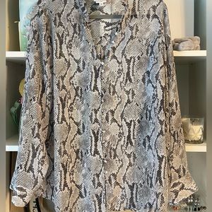 Express Portofino Long Sleeve Sheer Blouse